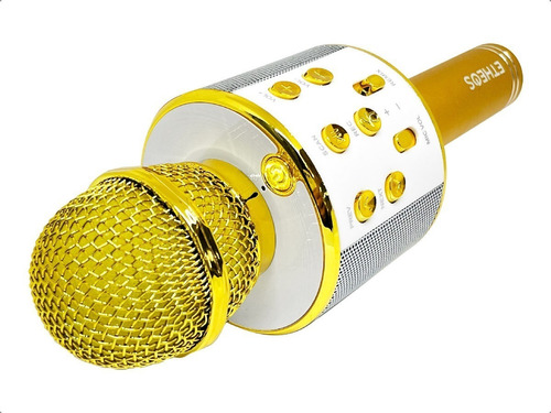Microfono Karaoke Bluetooth Inalambrico Recargable Parlante Color Dorado