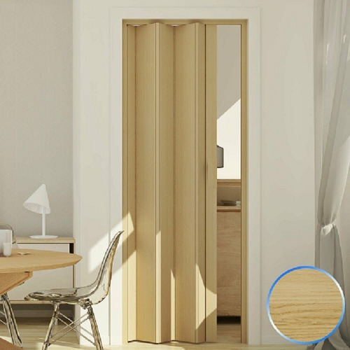 Imagen 2 de 7 de Puerta Plegable Pvc Imitación Madera Clara 70 X 2.10 Marfil