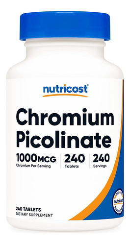 Picolinato De Cromo 1000mcg Nutricost 240 Tabletas Sabor Sin Sabor