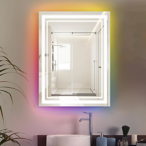 Espejo Led De Baño Rgb 80 X 61 Cm Con Iluminación