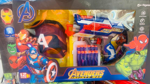 Pistola Dardos + Mascara Avengers Ironman Y Capitán America