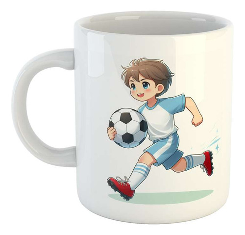 Taza Ceramica Futbol Nene Corriendo Jugando Playing