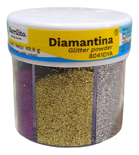 Diamantina Glitter En Polvo Purpurina En Salero 6 Colores Color Multicolor