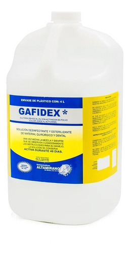 Gafidex Envase Con 4 Lts. Glutaraldehido Al 2%