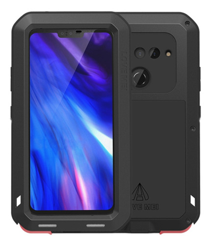 Funda Combinada De Silicona Y Metal Negra Para LG V40