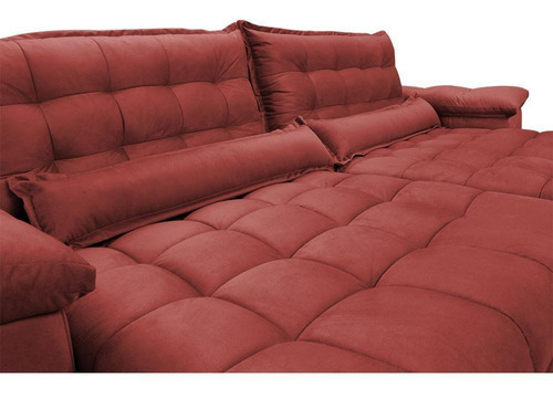 Sofá Retrátil e Reclinável 2,52m com Molas Ensacadas Cama inBox Aconchego Tecido Suede Vermelho