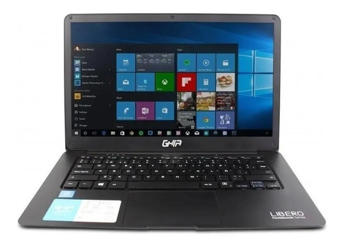 Laptop  Ghia Libero E negra 14.1", Intel Celeron N4000  4GB de RAM 500GB HDD 32GB SSD, Intel UHD Graphics 600 1920x1080px Windows 10 Home