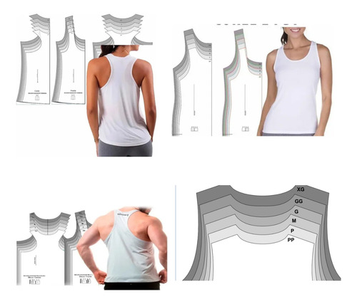 Projeto Moldes Regatas Masculina E Feminina Varios Modelos