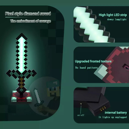 Mox Juguete De Espada Y Púa De Minecraft Para Niños Luminous