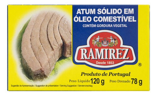 Atum Sólido Em Óleo Comestível Ramirez 120g