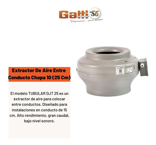 Imagen 4 de 10 de Extractor De Aire Entre Conducto Chapa 10 (25 Cm) Gatti Vent