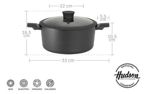 Cacerola De Aluminio Con Antiadherente 22 Cm Daily Color Negro