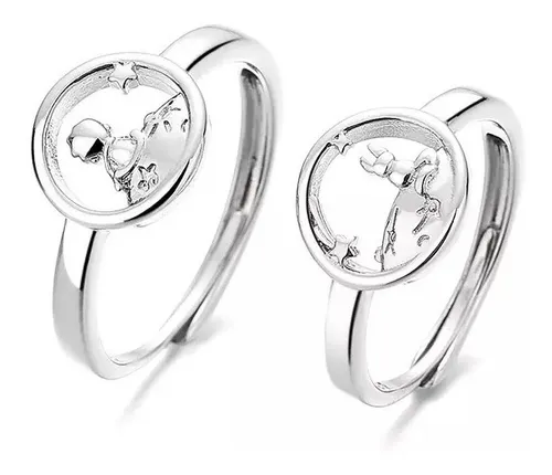 Anillos Alianza El Principito Pareja Amistad Plateado