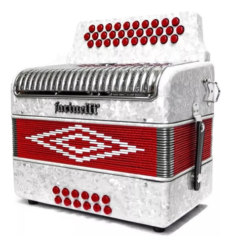 Farinelli Premium Acordeon Botones Fa Blanco 3012faw2hg Br Blanco Con Rojo
