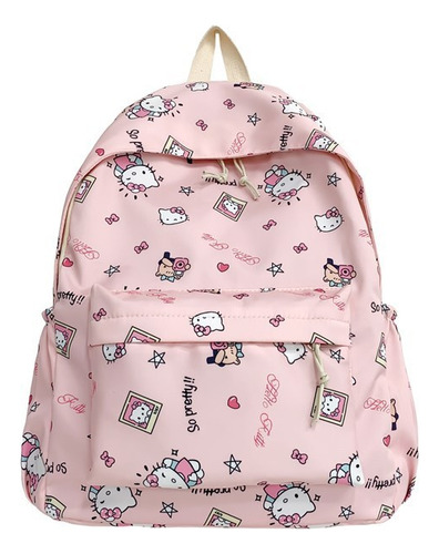 Bonita Mochila Escolar De Hello Kitty Con Dibujos Animados P