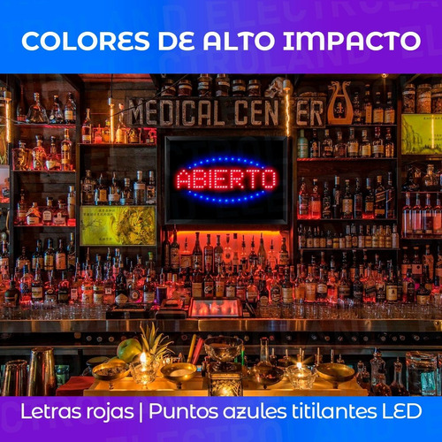 Imagen 7 de 10 de Cartel Led Luminoso Abierto Directo 220v Azul Y Rojo Oferta