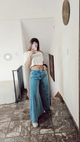 Jeans altos y anchos sale