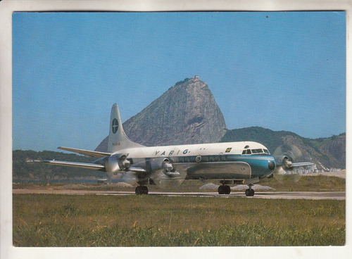 Postal Con Avion Lockheed Electra 2 Aerolineas Varig Brasil