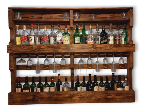 Bar Botellero En Madera Aéreo , Nogal.