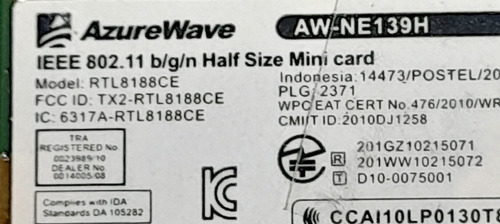 Placa De Red Wifi - Cx 216 - 14 - Rtl8188ce - Rosario (Usado)