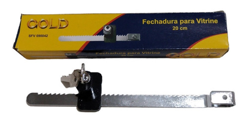  Fechadura Vitrine, Freezer Trava Jacaré Reforçada Gold 20cm