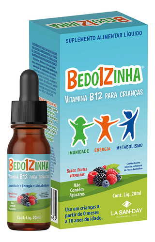 Bedoizinha Vitamina B12 Gotas 20ml Sabor Frutas Vermelhas