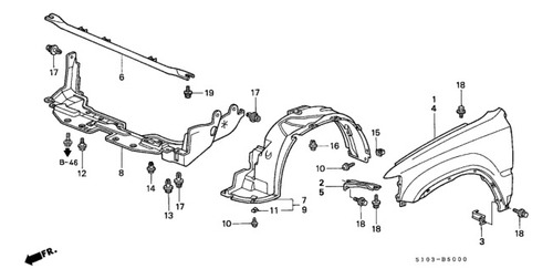 Guardaplast Delantero Derecho Orig. Honda Cr-v 1997-2001