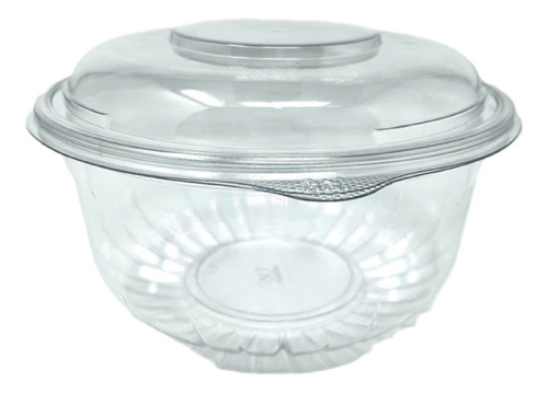 Ensaladera Con Tapa Plana 48 Oz Pet Reciclable Wow 25 Jgs Color Blanco