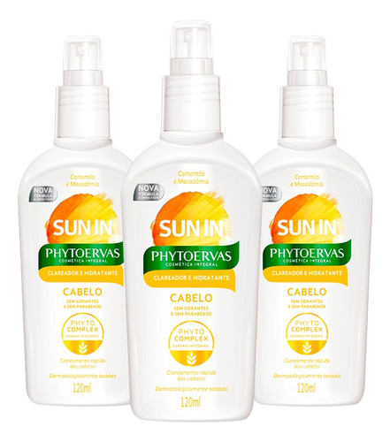 Clareador Hidratante Capilar Sun In Phytoervas 120ml (3 Uni)