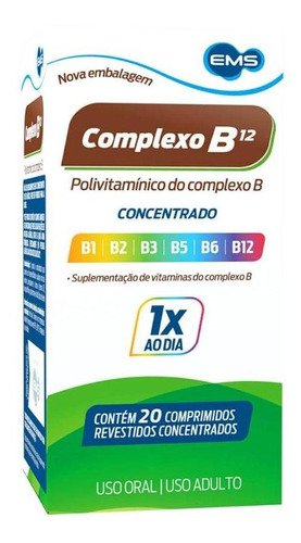 Complexo B Concentrado Ems Com 20 Comprimidos Vitamina B12