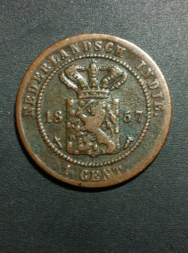 Moneda Países Bajos 1¢ Indias Orientales 1857 + Regalo