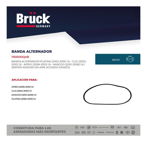 Banda Accesorios Alternador Platina 2002 - 2010 5pk 1110