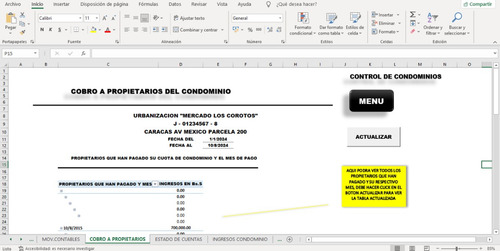 Control Administración De Condominios Excel Recibos Ingresos