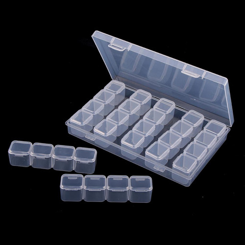 2x Caja De Almacenaje Organizador 28 Rejillas De Plástico