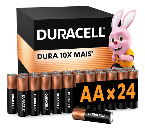 Pilha Alcalina Aa Pequena Duracell Com 24 Unidades