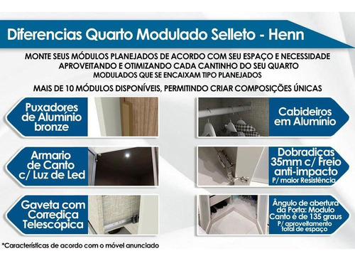 Modulado De Quarto Guarda Roupa Mc04 Seletto C/ 2 Portas C/