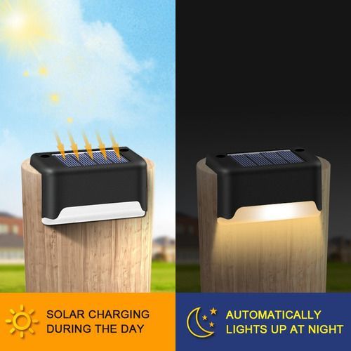 I 8pcs Lámpara Solar Led Sendero Escalera Luz De Pared Al