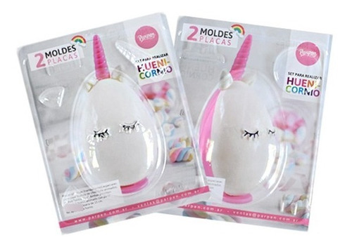 Set X2 Placa Molde Huevo Unicornio 15cm Huenicornio Pascua 