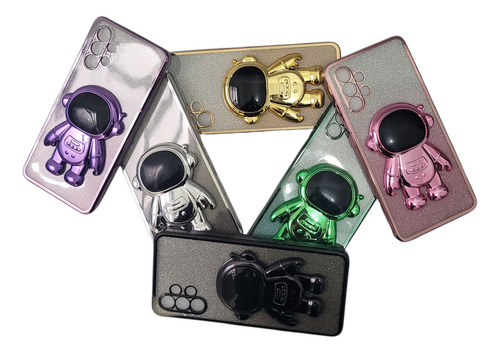 Funda De Brillo Con Astronauta Para Samsung A32 Dorado