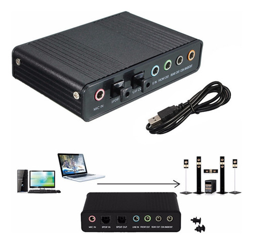 Tarjeta De Sonido Óptica Usb De 6 Canales 5.1 Reverb Sound C