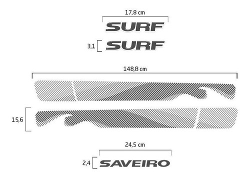 Imagem 6 de 6 de Kit Faixa Saveiro Surf 2015/2016 Adesivo Completo Grafite