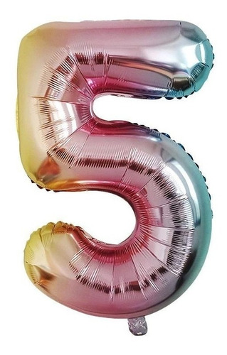 Globos Metalizados Numero Grande Multicolor - 76 Cm