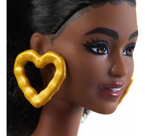 Barbie Muñeca Fashionistas #198 Argollas Accesorios Corazon