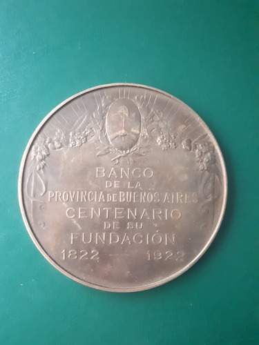 Medalla Banco De La Provincia De Bs.as. Centenario 1822 1922