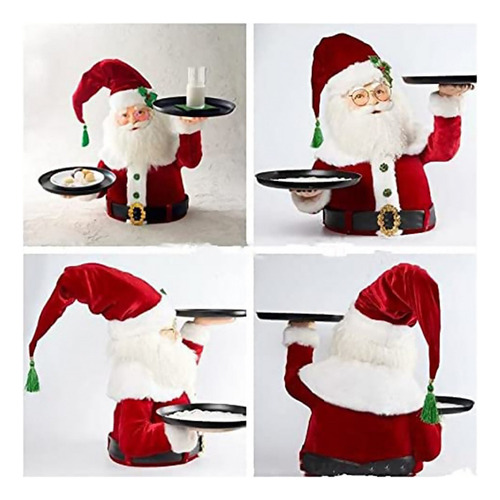 Figura Navideña Con Estatuas De Papá Noel Con Bandeja De Ape