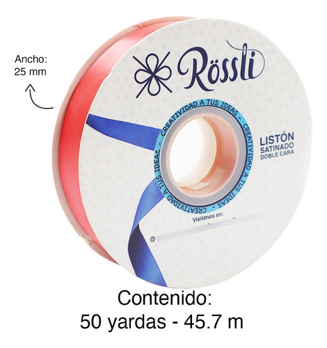 Listón Satinado Doble Cara No. 5 Con 45.7 Metros Coral Liston Satinado No.5