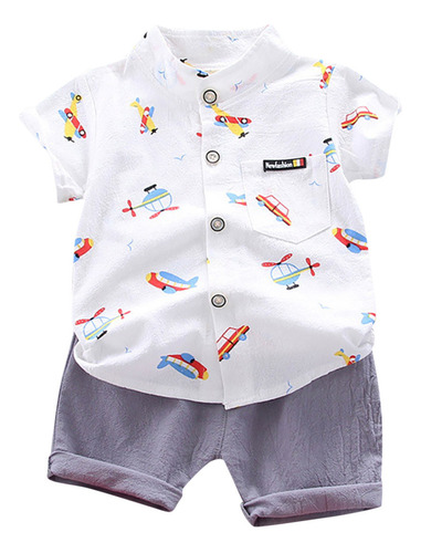 Conjunto De Camisa De Caballero De Avión Para Niños Y Niños