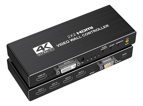 Controlador De Pared De Tv Hdmi Gllai 2x2, Procesador De Pared De Tv Hdmi 4k Con Rs232, Rotación De 180° De Múltiples Pantallas De Tv, 8 Modos De Empalme,soporte 1x2, 1x3, 1x4, 2x1, 3x1, 4x1