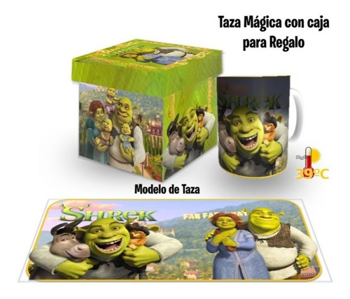 Taza Magica Con Caja Para Regalo, Mod. Shrek