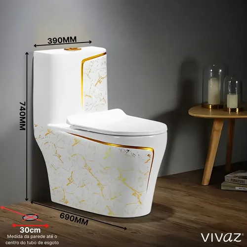 Vaso Sanitário Monobloco Completo Branco Luxo - Vivaz Zenith